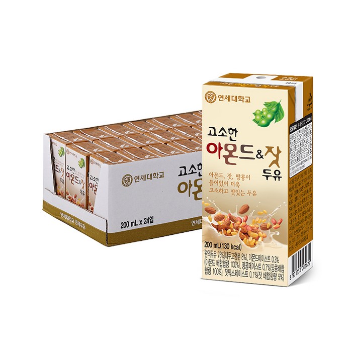 연세두유 아몬드 앤 잣 두유, 200ml, 24개 대표 이미지 - 연세대 추천