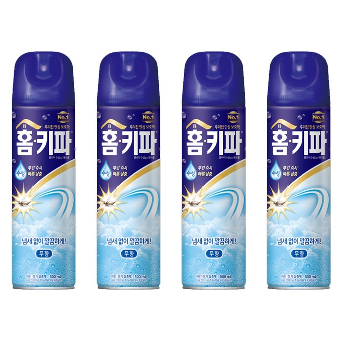 홈키파 수성 에어졸 무향, 4개, 500ml 대표 이미지 - 모기향 추천