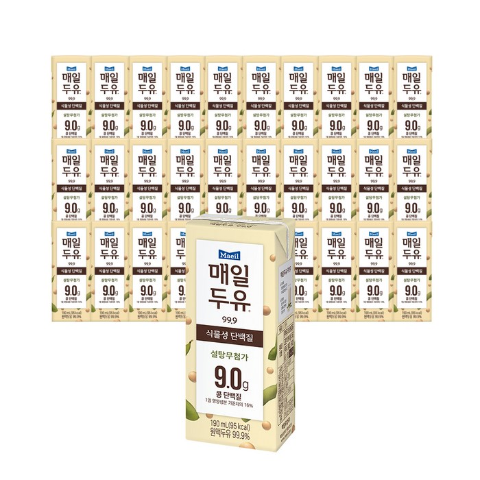 매일유업 매일두유 99.9, 190ml, 48개 대표 이미지 - 고단백 저당 추천