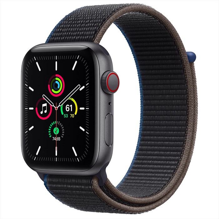 Apple 애플워치 SE, 44mm, GPS+Cellular, 알루미늄, 스페이스 그레이 / 차콜 스포츠 루프 대표 이미지 - 애플워치 SE 색깔 추천