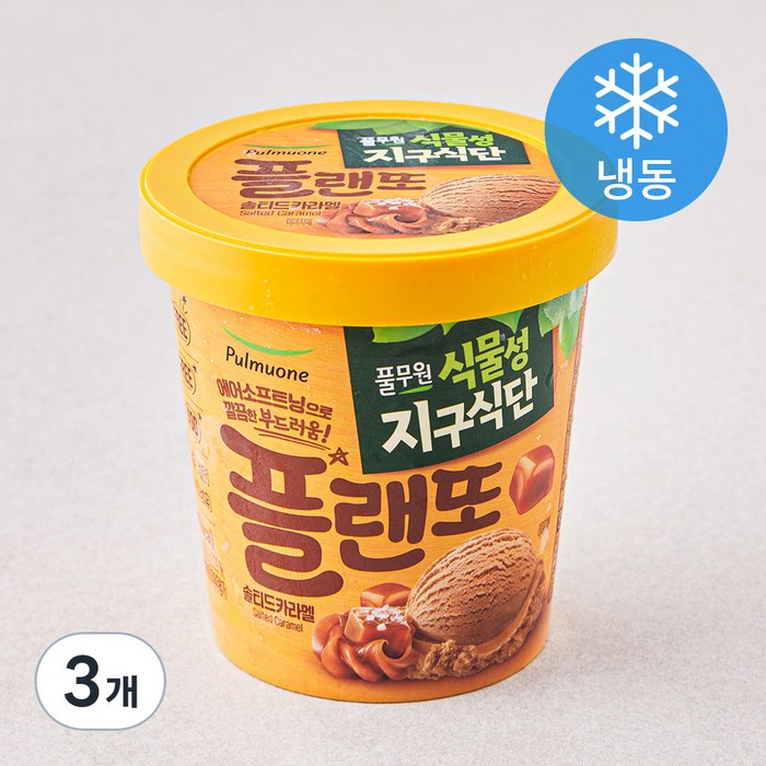 풀무원 식물성지구식단 플랜또 솔티드카라멜 (냉동), 474ml, 3개 대표 이미지 - 비건 아이스크림 추천