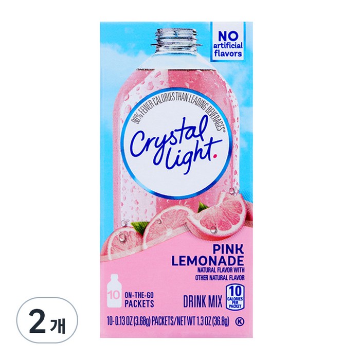 크리스탈라이트 온더고 핑크레몬에이드 분말, 3.68g, 10개입, 2개 대표 이미지 - 크리스탈라이트 추천