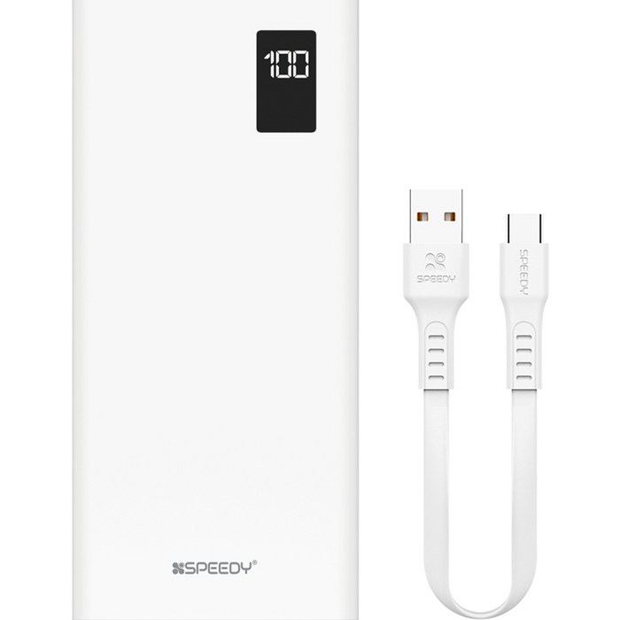 SPEEDY 슬림핏 PD 20W 고속충전 보조배터리 10000mAh 멀티단자 + 20W C타입 케이블, 화이트, SPE-PA10DPQ 대표 이미지 - 보조배터리 5000 추천