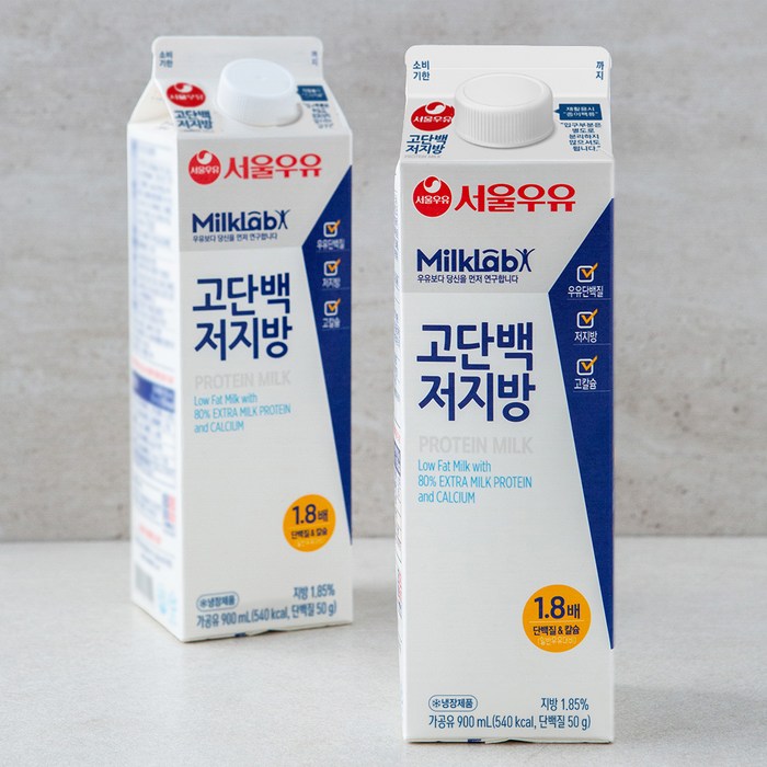 서울우유 밀크랩 고단백 저지방우유, 900ml, 2개 대표 이미지 - 고단백 식품 추천