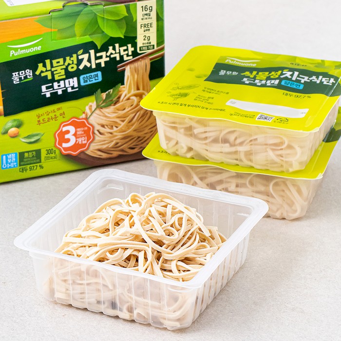 풀무원 식물성 지구 식단 두부면 얇은면 3개입, 100g, 3개 대표 이미지 - 찌개용 두부 추천