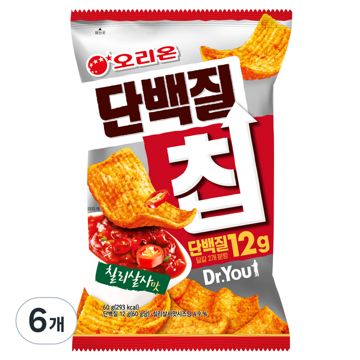닥터유 오리온 단백질칩 칠리살사맛, 6개, 60g 대표 이미지 - 단백질칩 추천