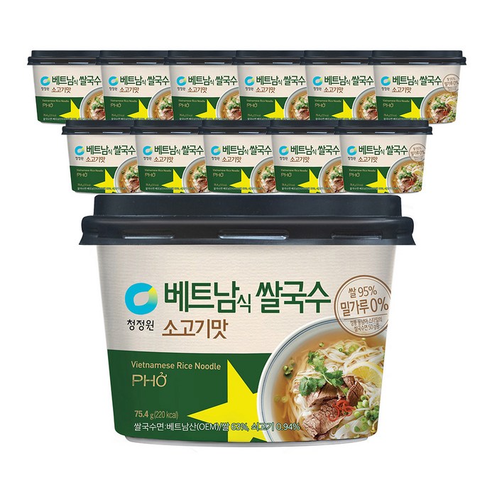 청정원 베트남식 쌀국수 소고기맛, 75.4g, 12개 대표 이미지 - 쌀국수 라면  추천