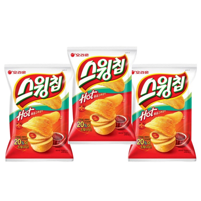 스윙칩 핫 볶음고추장맛, 124g, 3개 대표 이미지 - 감자칩 추천