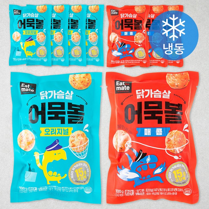 잇메이트 닭가슴살 어묵볼 오리지널 100g x 5팩 + 매콤 100g x 4팩, 1세트 대표 이미지 - 피쉬볼 추천