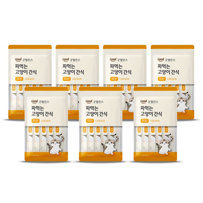 굿밸런스 짜먹는 고양이 간식 12g x 5p, 치킨, 7개입 대표 이미지 - 고양이 치킨 추천