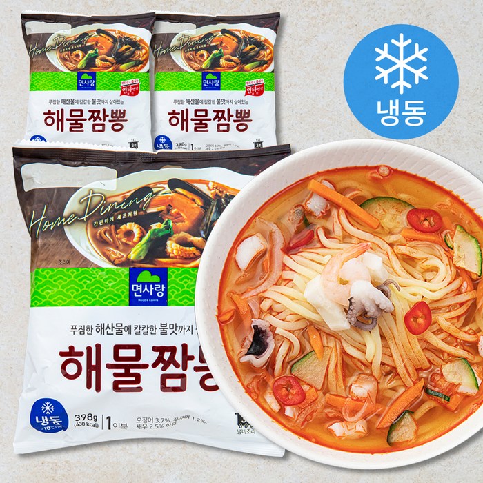 면사랑 해물짬뽕 (냉동), 398g, 3개 대표 이미지 - 해장 추천
