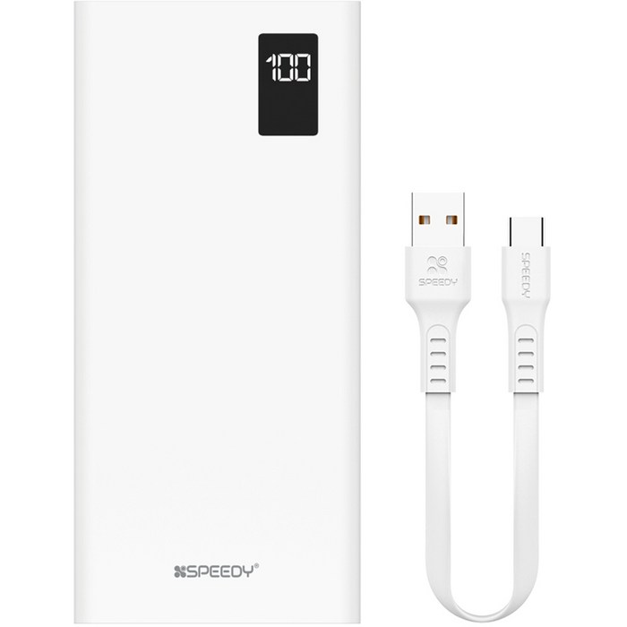 SPEEDY 슬림핏 PD 20W 고속충전 보조배터리 10000mAh 멀티단자 + 20W 8핀 케이블, 화이트, SPE-PA10DPQ 대표 이미지 - 보조배터리 5000 추천
