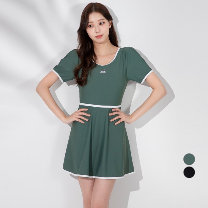 캐럿 여성용 퍼프 슬리브 원피스 수영복 대표 이미지 - 비키니 원피스 추천