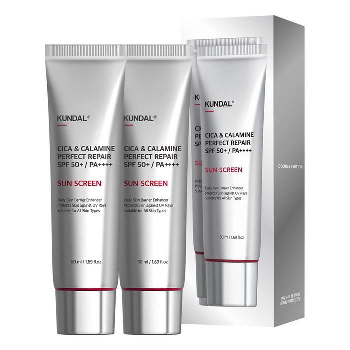 쿤달 시카 앤 칼라민 퍼펙트 리페어 선크림 SPF50+ PA++++, 50ml, 2개 대표 이미지 - 리페어 크림 추천