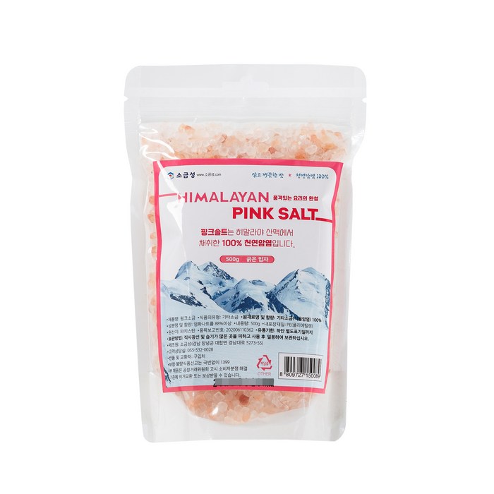 소금성 히말라야 굵은입자 핑크소금 팩형, 1개, 500g 대표 이미지 - 히말라야 핑크솔트 추천