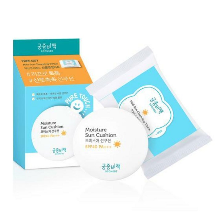 궁중비책 모이스처 선쿠션 SPF 40 PA+++ 본품 14g + 마일드 선 클렌징 티슈, 1세트 대표 이미지 - 선쿠션 추천