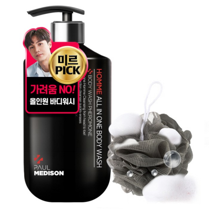 폴메디슨 옴므 대용량 올인원 바디워시 페로몬향 510ml + 샤워볼 랜덤발송, 1세트 대표 이미지 - 폴메디슨 바디워시 추천