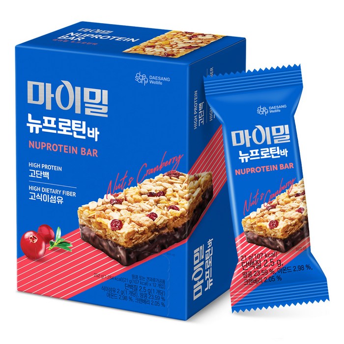 마이밀 뉴프로틴바, 252g, 1개 대표 이미지 - 포만감 높은 음식 추천