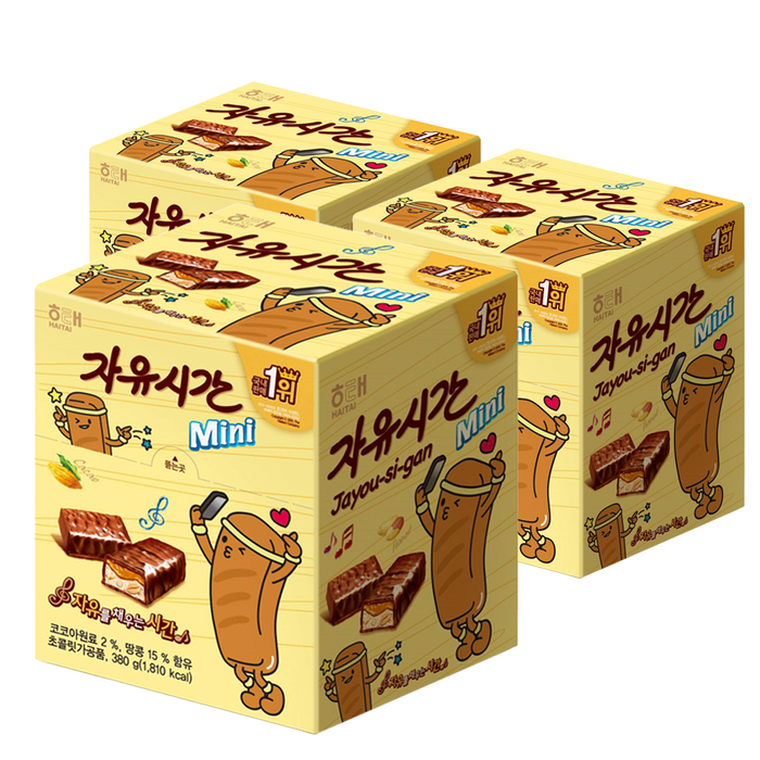 자유시간 mini 초콜릿 38p, 380g, 3개 대표 이미지 - 초코땅콩 추천