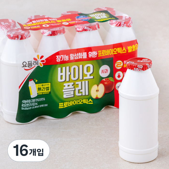 요플레 바이오플레 사과, 130ml, 16개입 대표 이미지 - 과일 요거트 추천