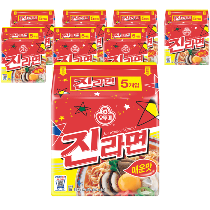 오뚜기 진라면 매운맛 멀티팩 120g, 40개 대표 이미지 - 생라면 추천