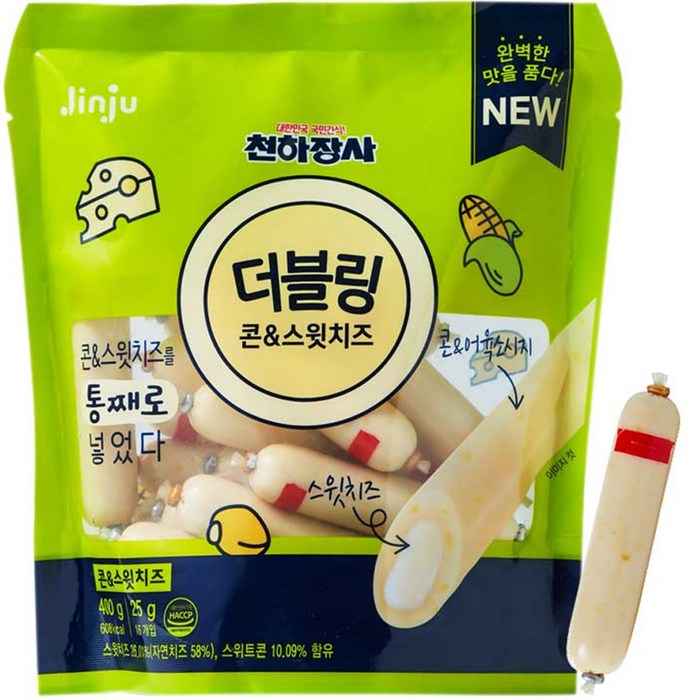 진주햄 천하장사 더블링 콘&스윗치즈, 25g, 16개 대표 이미지 - 맥스봉 추천