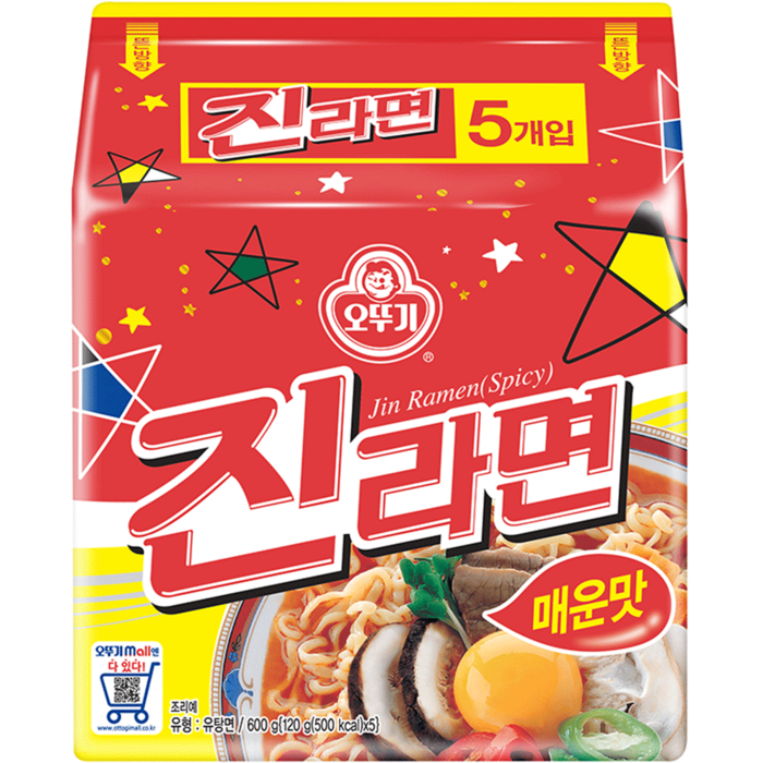 오뚜기 진라면 매운맛 120g, 5개 대표 이미지 - 생라면 추천