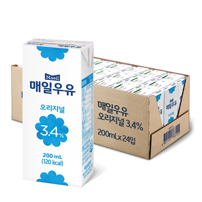 매일우유 오리지널 멸균, 200ml, 24팩 대표 이미지 - 우유 추천