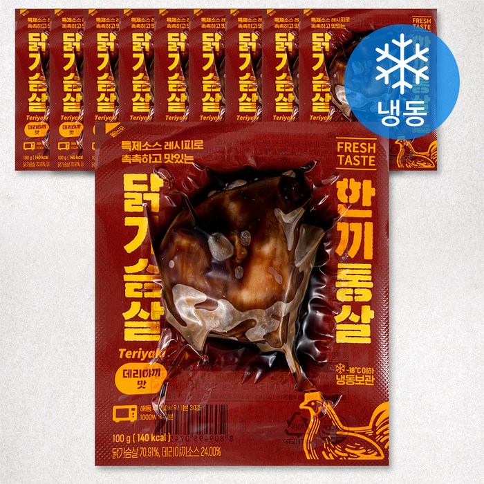 한끼통살 닭가슴살 데리야끼맛 (냉동), 100g, 10개입 대표 이미지 - 소스 닭가슴살 추천