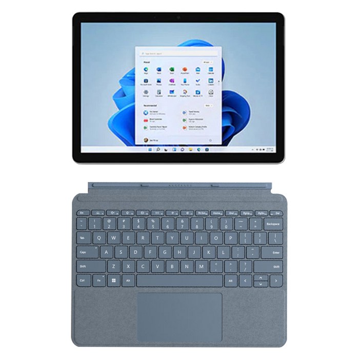 마이크로소프트 Surface Go3 10.5 + 타입커버, 플래티넘(노트북), 아이스블루(커버), 펜티엄 골드, 64GB, 4GB, WIN11 Home, 8V6-00010 대표 이미지 - 60만원대 노트북 추천