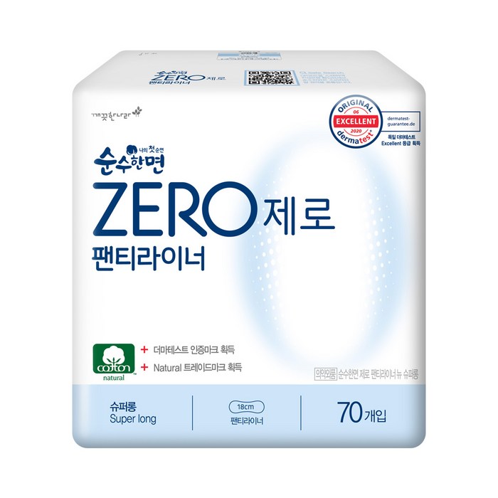 순수한면 제로 슈퍼롱 팬티라이너, 70매입, 1개 대표 이미지 - 팬티라이너 추천