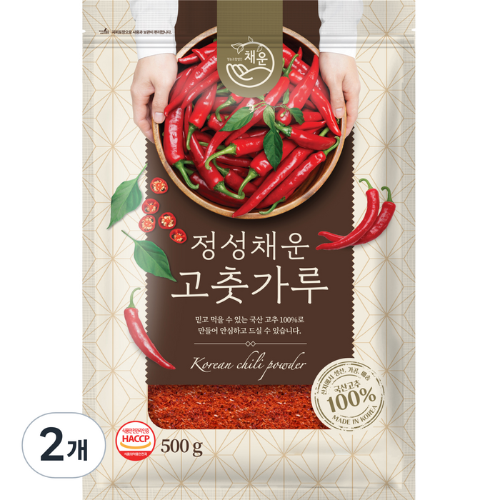 채운영농조합 국산 고춧가루 보통굵기 보통매운맛, 500g, 2개 대표 이미지 - 고추가루 추천