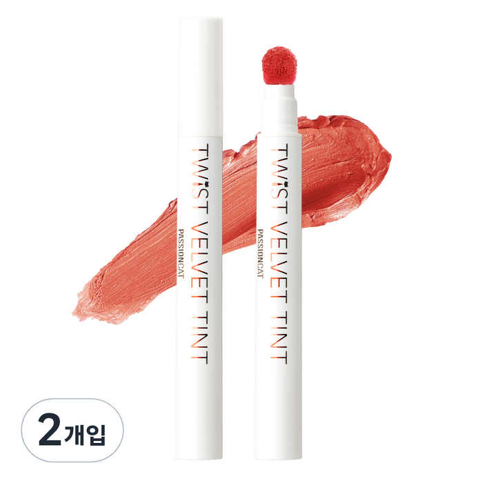 패션캣 트위스트 벨벳틴트 3.5g, 10호 피치블로썸, 2개입 대표 이미지 - 지속력 좋은 틴트 추천