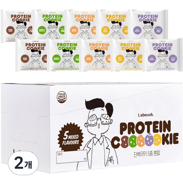 랩노쉬 단백쿠키 믹스 40g x 5종 x 2p 세트, 400g, 2개 대표 이미지 - 프로틴 간식 추천