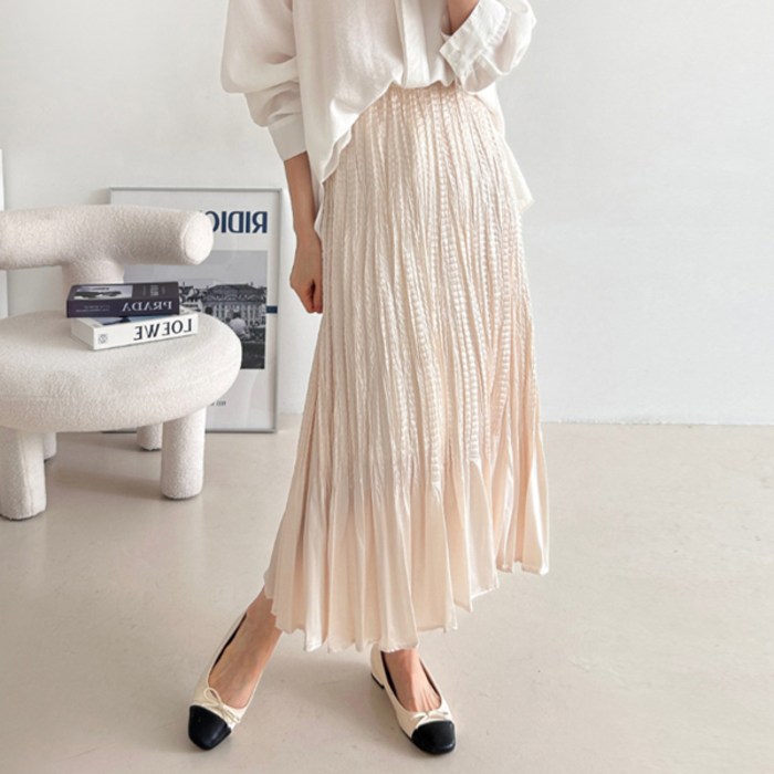 슈가펀 로이픈 유니크 실크밴딩 롱스커트