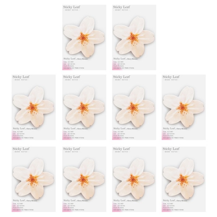 어프리 스티키리프 벚꽃 베이직 점착메모지 S, 화이트, 10개 대표 이미지 - 벚꽃 구경 추천