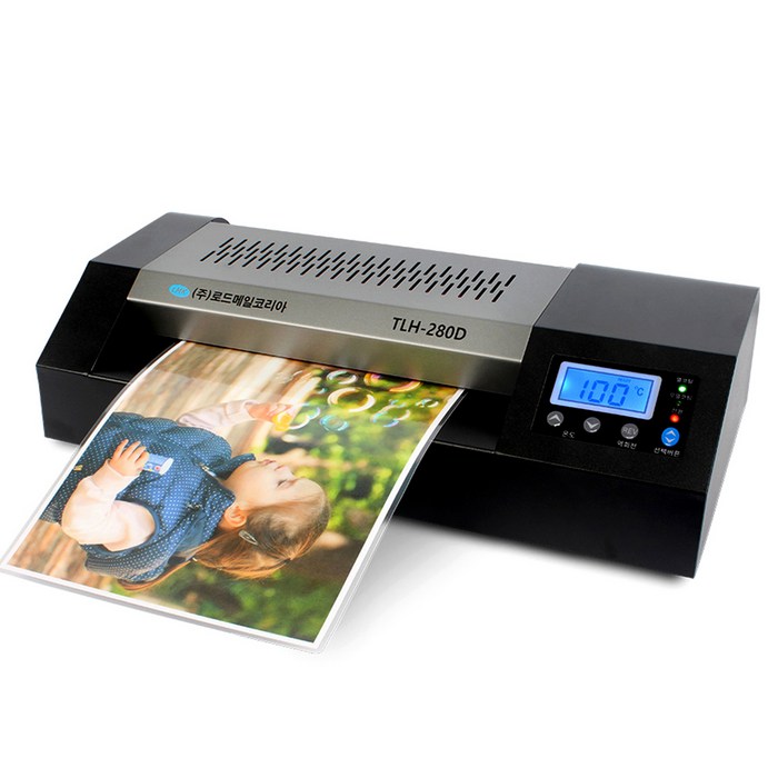 로드메일코리아 고급형 4롤러 디지털 A4 코팅기 TLH-280D + 코팅지 100매 세트 대표 이미지 - A4 코팅기 추천