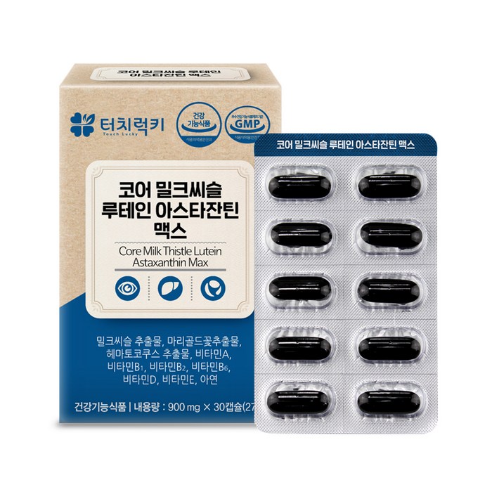 터치럭키 코어 밀크씨슬 루테인 아스타잔틴 맥스 27g, 1개, 30정 대표 이미지