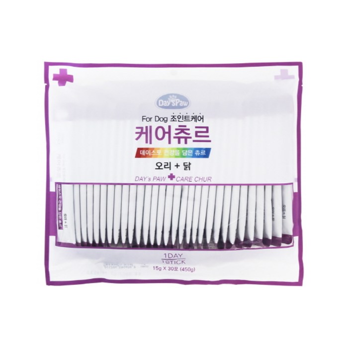 데이스포 강아지 케어 츄르 15g x 30p, 오리 + 닭 혼합맛, 1개 대표 이미지 - 강아지 츄르 추천