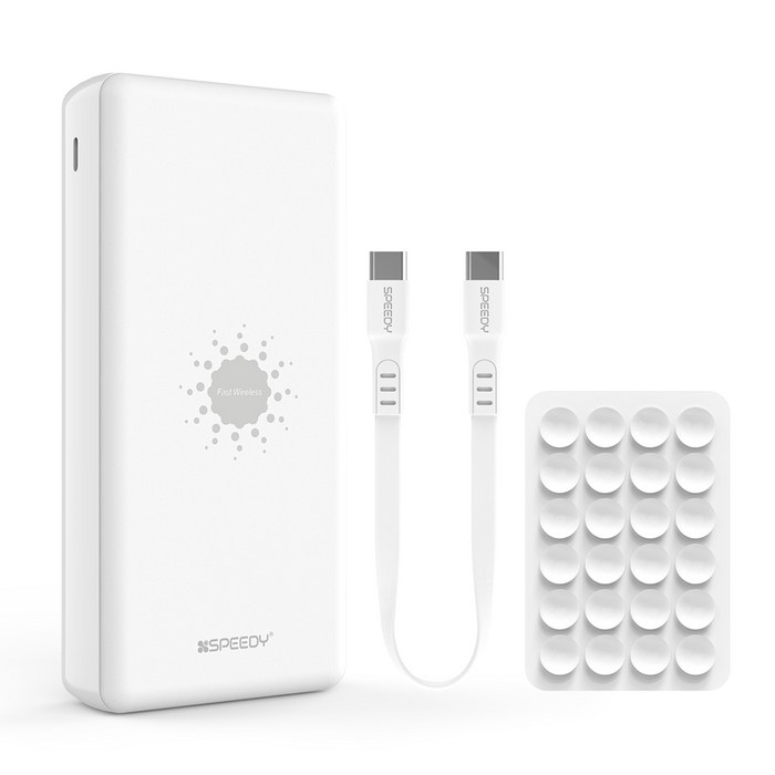 SPEEDY 퓨어 멀티 고속 무선W 보조배터리 20000mAh 플러스 멀티단자, SPE-PA20PQ10W, WHITE 대표 이미지 - 무선충전 보조배터리 추천