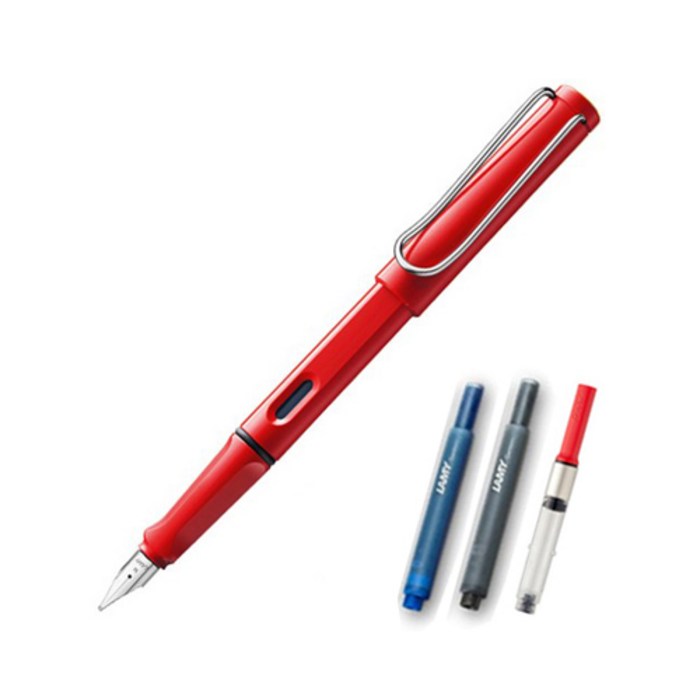 LAMY 사파리 만년필 컨버터 세트, F, 만년필(레드), 케이스(랜덤발송) 대표 이미지 - 라미 만년필 추천