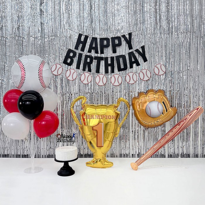 파티아일랜드 야구 생일 커튼 파티 세트, 레드, 1세트 파티아일랜드 야구 생일 커튼 파티 세트, 레드, 1세트