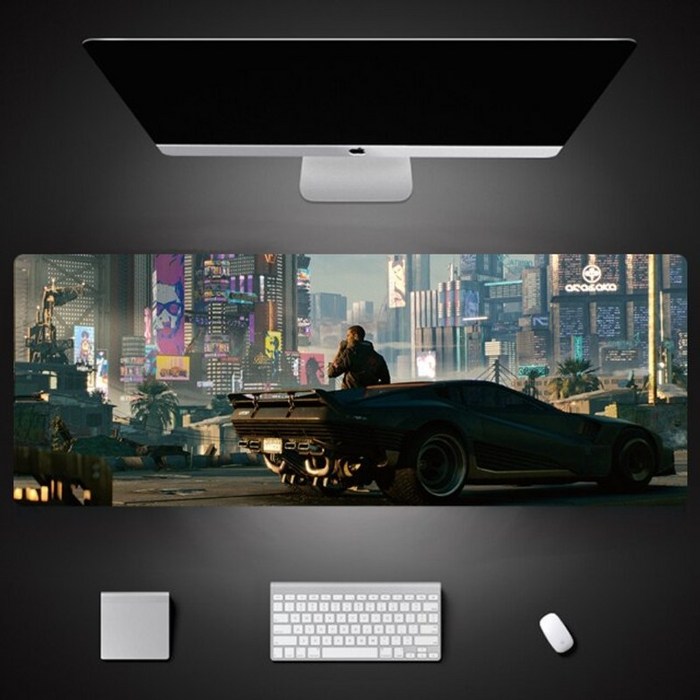 사이버 자동차 시리즈 고무 패브릭 오버로킹 게임용 마우스 패드 2077 대형 게이머 컴퓨터 마우스 패드 XXL Mause 매트 데스크탑, 900X400x4mm, 로얄 블루 대표 이미지 - 가슴 마우스패드 추천