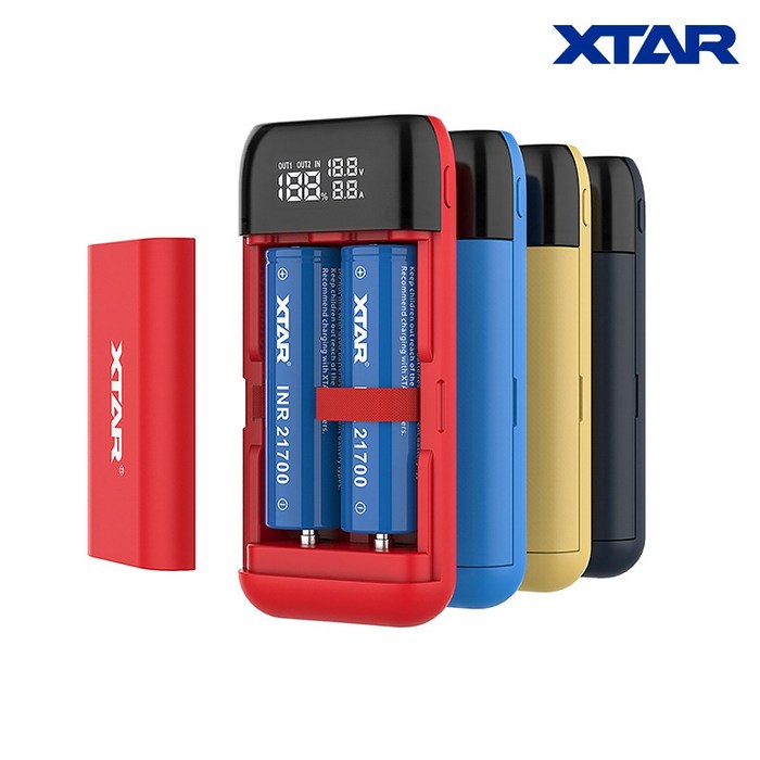 엑스타 PB2S 허준충전기 포터블 18650 21700 배터리 충전기, 블랙 대표 이미지 - 전자담배 건전지 추천