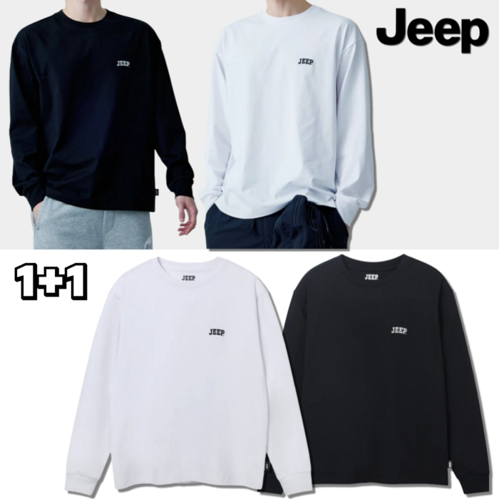 [국내매장판/AS가능] (1+1) 2024년 신상 지프 JEEP 긴팔티 긴팔 티셔츠 롱슬리브 맨투맨 남성 여성 남녀공용 커플티 JP2459