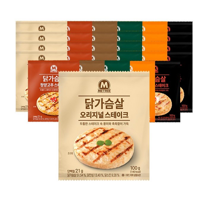 미트리 닭가슴살 스테이크 6종혼합 30팩 (각5팩), 100g, 30개 대표 이미지 - 소스 닭가슴살 추천