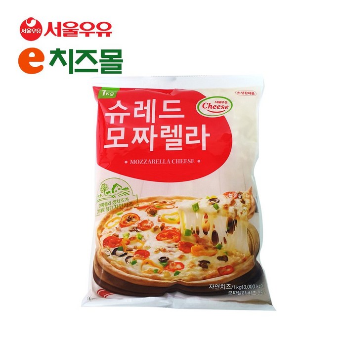 e치즈몰 서울우유 슈레드모짜렐라 치즈 1000g(1kg), 1개, 1kg 대표 이미지 - 슈레드 치즈 추천