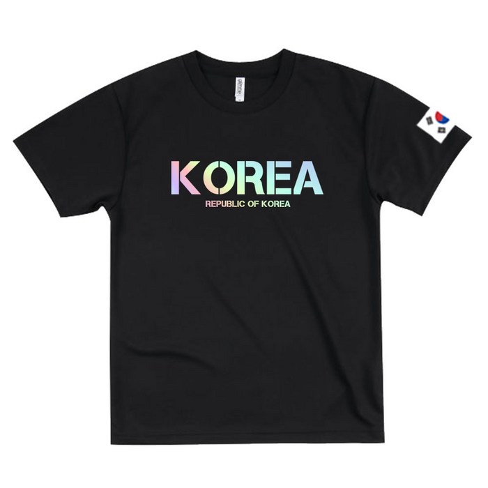 2022년 NEW KOREA 남여공용 대한민국 코리아 홀로그램 면 쿨론 반팔 티셔츠 대표 이미지 - 디지털 반팔 추천