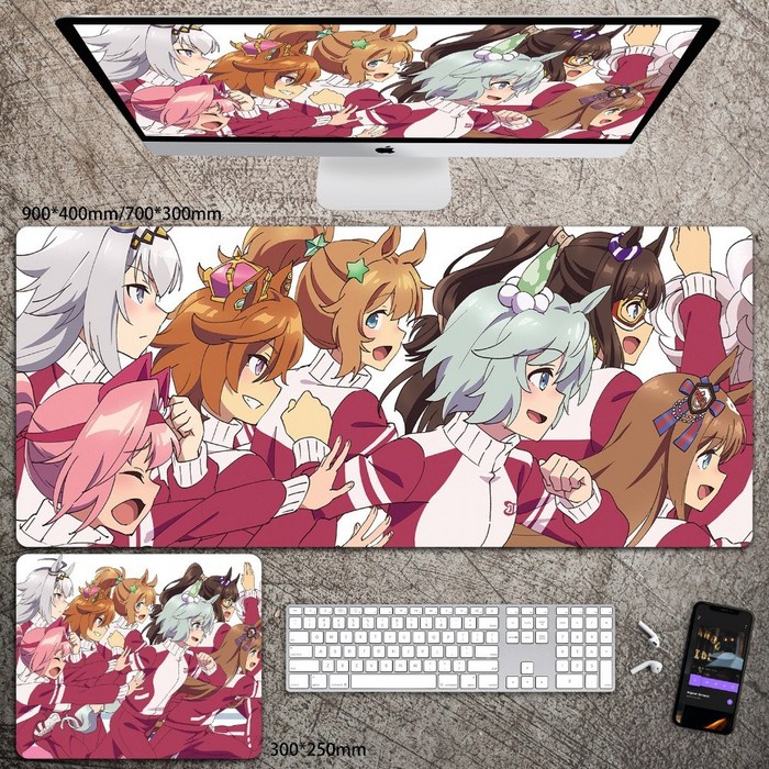 우마무스메 대형 마우스 장패드 긴 빅사이즈 키보드 책상 데스크 패드, 300x250mm + 3mm개, AX 대표 이미지 - 우마무스메 장패드 추천
