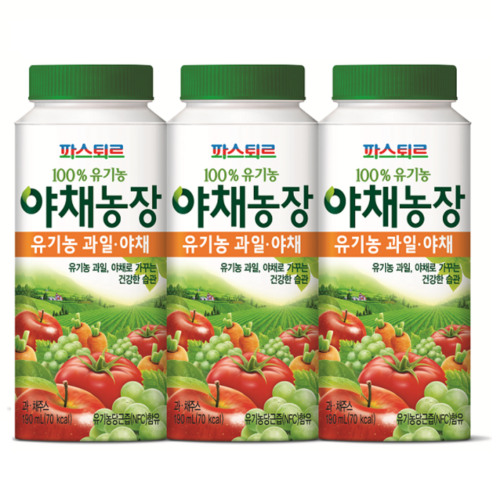 파스퇴르 유기농 야채농장 과일야채190ml(15팩), (냉장)야채농장 과일야채190ml(15팩), 190ml 대표 이미지 - 하루야채 추천